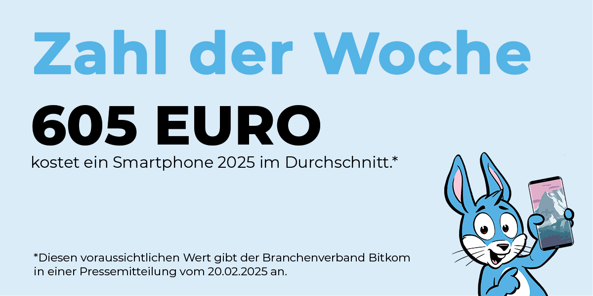 Laut BITKOM kostet ein Smartphone 2025 im Schnitt 605 Euro