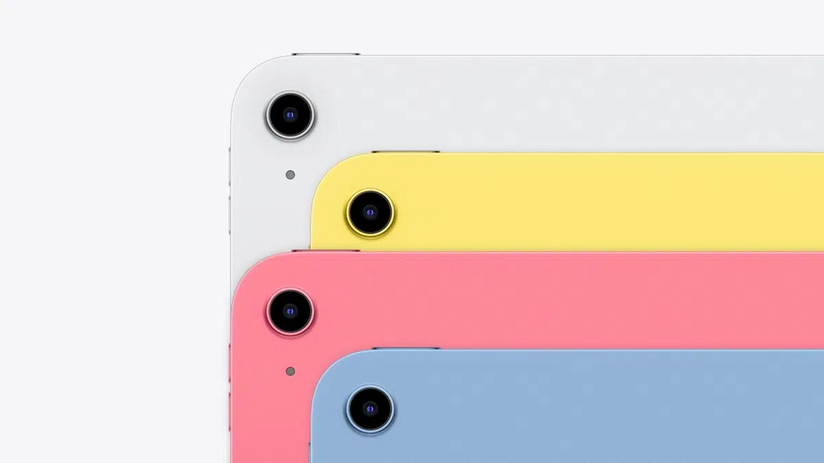 Die Farben sind seit 2022 und dem Vorgänger unverändert – Silber, Gelb, Pink, Blau – iPad (2025) – Bild: Apple