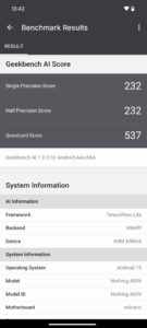 Geekbench-AI-Ergebnis. (Screenshot)