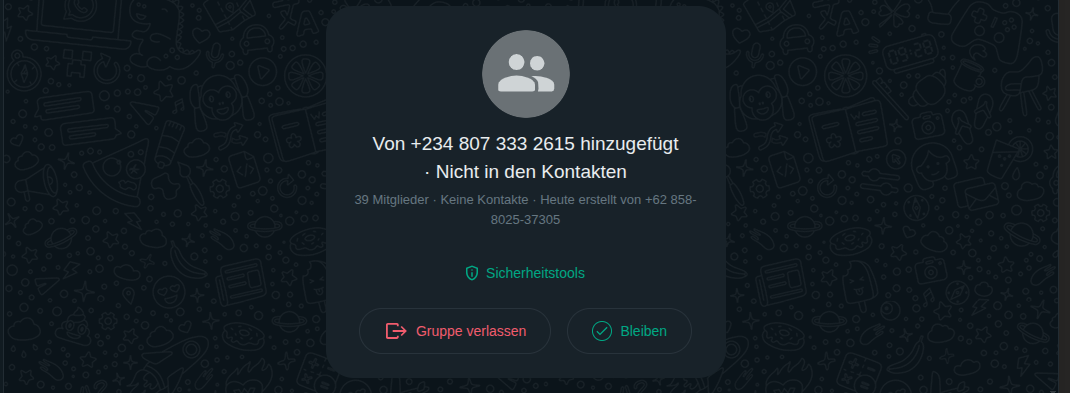 WhatsApp-Spam Komm in meine Gruppe