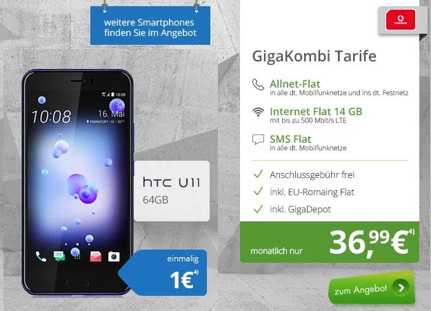 HTC U11 + Vodafone Red M GigaKombi
