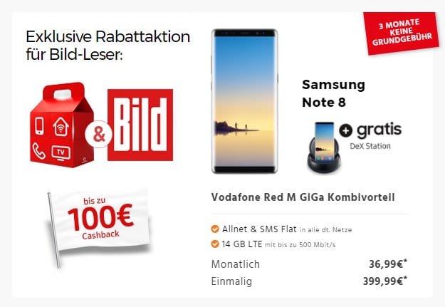 Samsung Galaxy Note 8 + Vodafone Red M