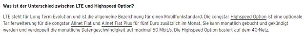 congstar Highspeed-Option mit oder ohne LTE?