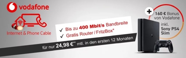 Vodafone Red Internet Phone & Cable + Sony PlayStation 4 Slim (500GB) bei LogiTel