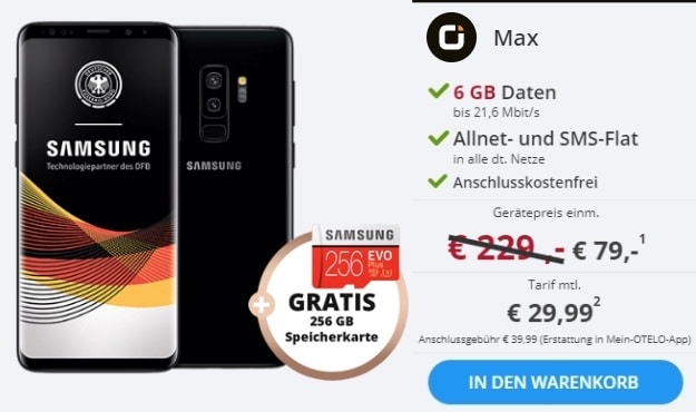 Samsung Galaxy S9 Plus + otelo Allnet-Flat Max bei Sparhandy