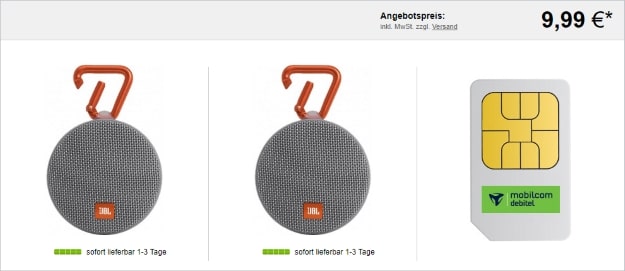 mobilcom-debitel Internet-Flat 4.000 (Telekom-Netz) + 2x JBL Clip 2 bei LogiTel