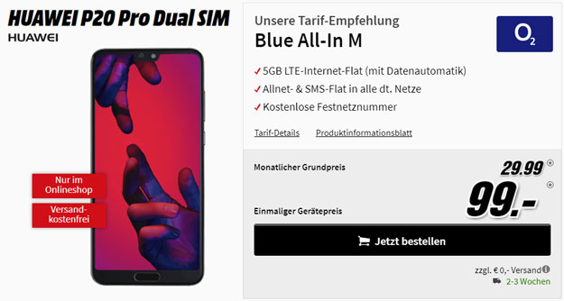 Huawei P20 Pro mit o2 Blue All-In M günstig kaufen