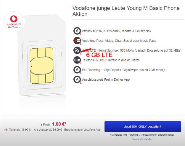 Vodafone Young M SIM-only