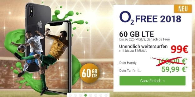 Apple iPhone X 64GB + o2 Free L Boost bei DeinHandy