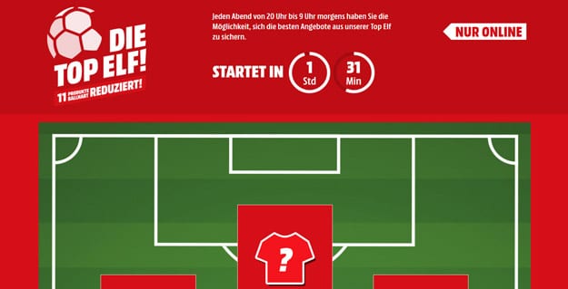 MediaMarkt "Die Top Elf"-Aktion: Jeden Abend die besten elf Angebote online günstig bestellen