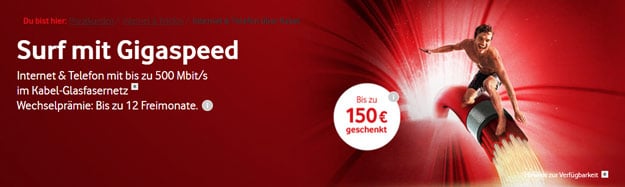 Vodafone Upload Option 50: Mit bis zu 50 MBit/s im Upstream in Internet & Phone Cable Tarife dank Option für 2,99 € pro Monat