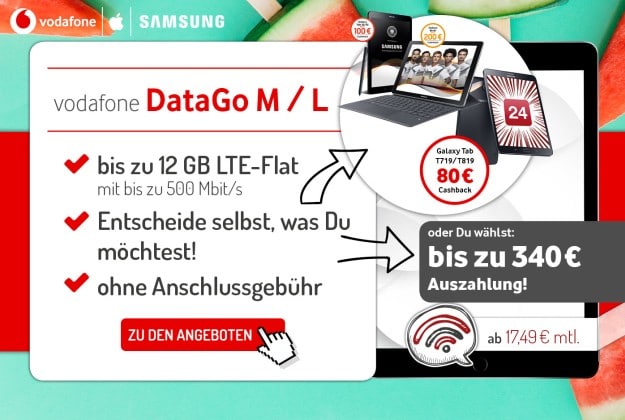 Vodafone DataGo L + 340 € Auszahlung bei Preisboerse24