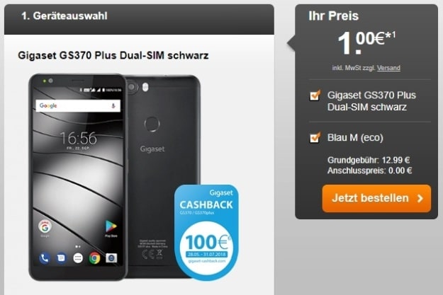 Gigaset GS370 Plus + 100 € Cashback + Blau M bei Sparhandy