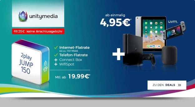 unitymedia 2play JUMP 150 + Dreingabe bei Handyflash