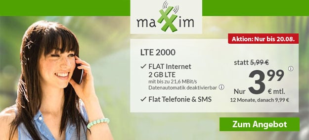 maXXim 2 GB LTE 6,99 EUR
