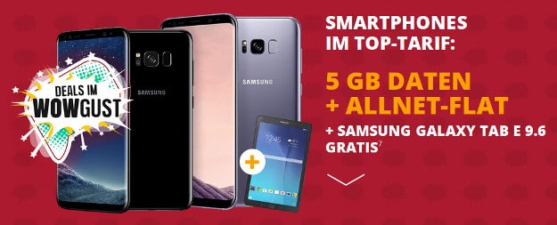 Samsung Galaxy S8 + Samsung Galaxy Tab E 9.6 WiFi + otelo VfL Bochum Tarif bei Sparhandy