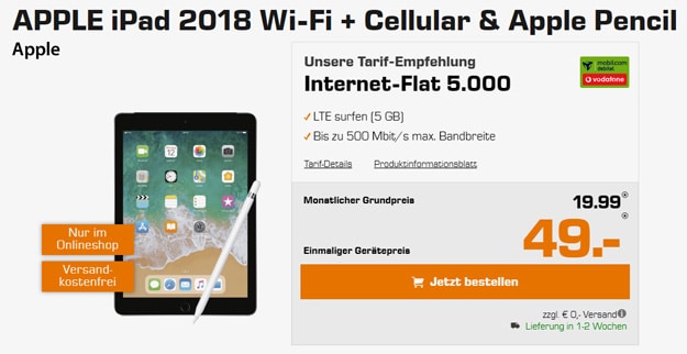 ipad 2018 wifi vodafone 5gb lte