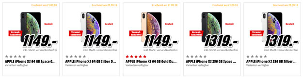 Apple iPhone Xs, iPhone Xs Max, iPhone Xr kaufen, vorbestellen ohne Vertrag