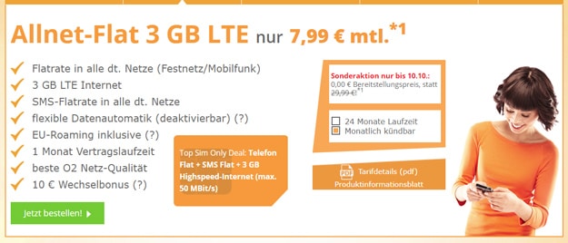 Simdiscount Mtl Kündbare Handytarife Mit Lte Ab 699 Sim Only