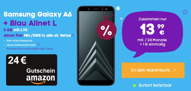 Samsung Galaxy A6 + Blau Allnet L im Handyhase-Bonsudeal