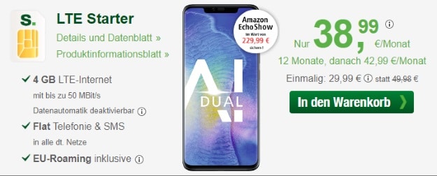 Huawei Mate 20 Pro + smartmobil LTE Starter bei smartmobil