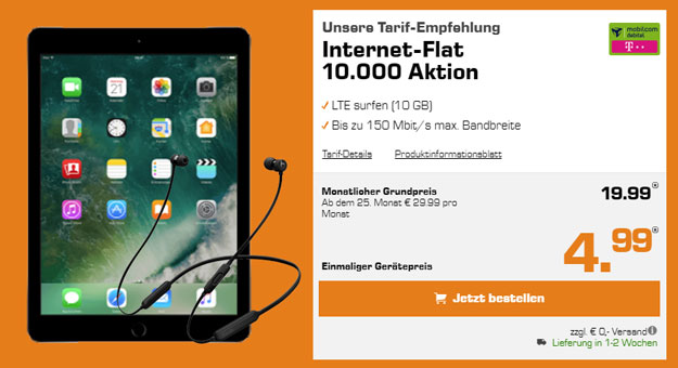 iPad 2017 Cellular + mobilcom-debitel Internet-Flat im Telekom-Netz (10 GB LTE)