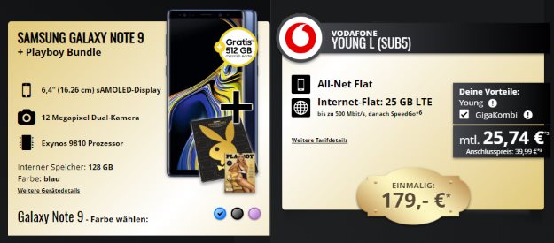 Samsung Galaxy Note 9 + Vodafone Young L GigaKombi bei Talkthisway