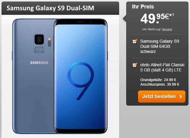 Samsung Galaxy S9 + otelo Allnet-Flat Classic LTE bei Handyflash