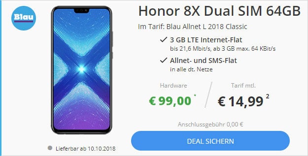 Honor 8X + Blau Allnet L