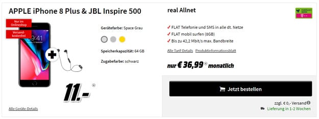 iPhone 8 / 8 Plus + md real Allnet (Telekom)