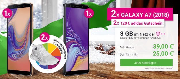2x Samsung Galaxy A7 (2018) + congstar Allnet-Flat bei DeinHandy