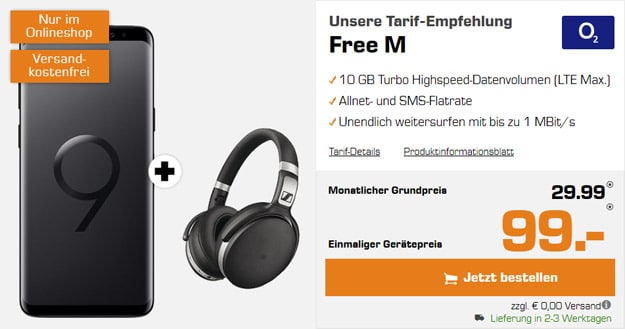 Samsung Galaxy S9 + Sennheiser HD 4.50 BTNC + o2 Free M bei Saturn