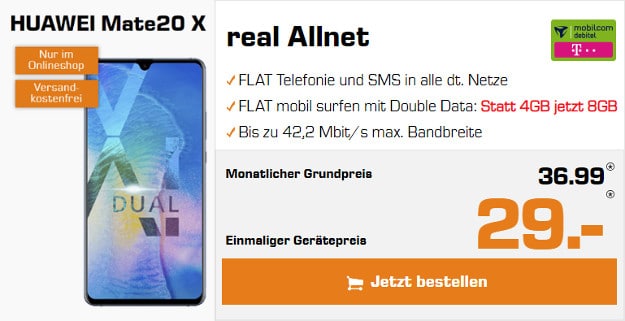 Huawei Mate 20 X + mobilcom-debitel Telekom real Allnet