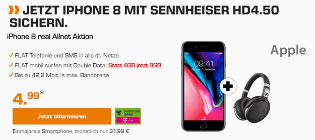 Top! iPhone 8 / 8 Plus + md real Allnet (Telekom)
