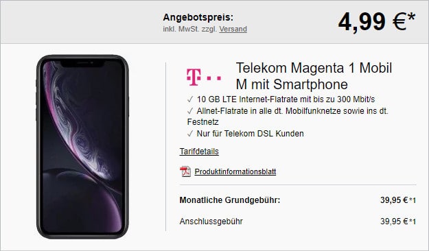 iPhone Xr + Telekom Magenta Mobil M MagentaEINS