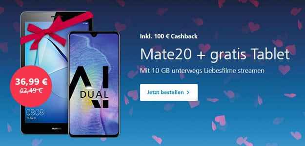 Huawei Mate 20 + Huawei MediaPad T5 10 LTE + o2 Free M bei o2 Online