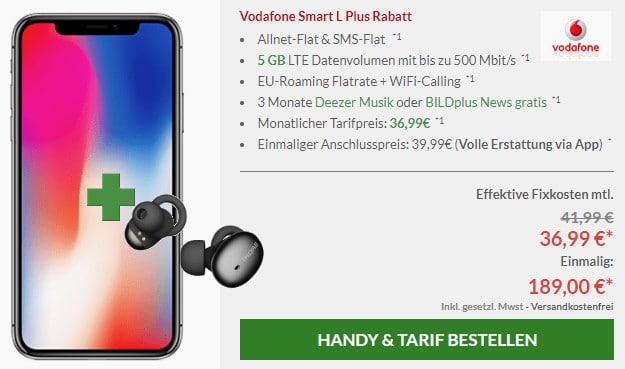 iphone x + headset + vodafone smart l plus