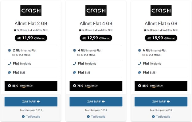 Crash Allnet Flat Tarife bei Tariffuxx