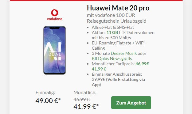 huawei mate 20 pro + smart xl vodafone