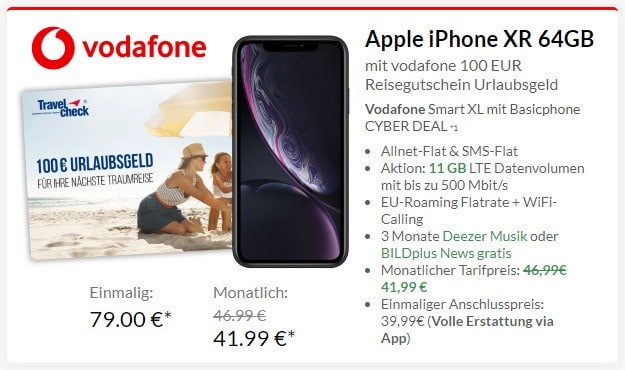 iPhone Xr + Vodafone Smart XL bei Preisboerse24