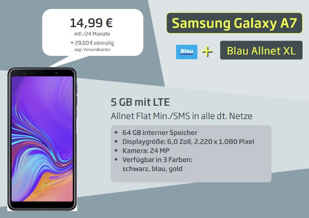 samsung galaxy a7 2018 + blau allnet l