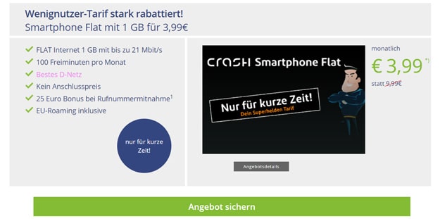 Crash Smartphone Flat 1000 Mit 3 99 Grundgebuhr Im Telekom Netz