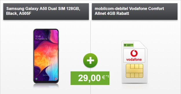 Samsung Galaxy A50 + Vodafone Comfort Allnet (mobilcom-debitel) bei modeo