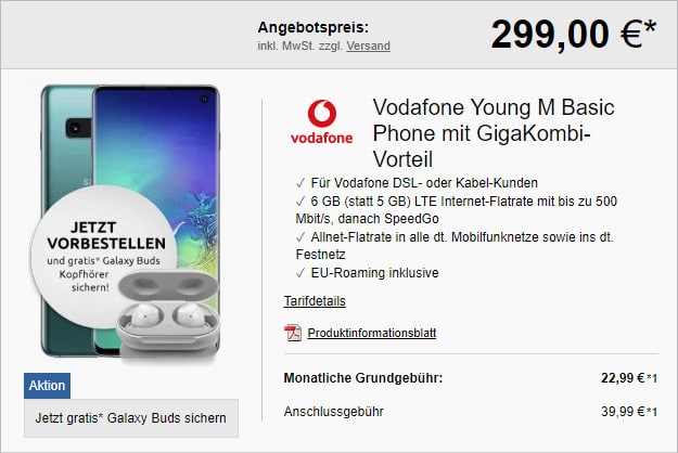 samsung galaxy s10 + vodafone young m