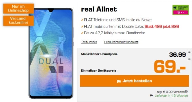 Huawei Mate 20X + mobilcom-debitel real Allnet (Telekom-Netz) bei Saturn