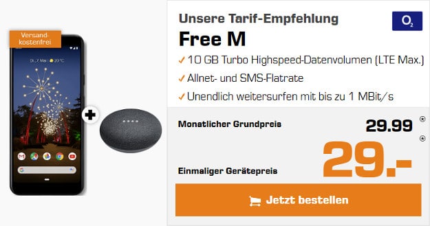google pixel 3a + google home mini + o2 free m