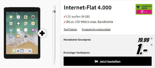 ipad 2018 + 4 gb lte telekom