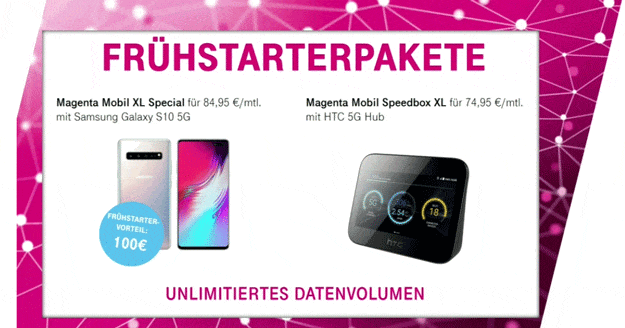 Telekom 5G Tarife: Frühstarter-Pakete mit zwei Aktionstarifen - alle Kosten, alle Infos