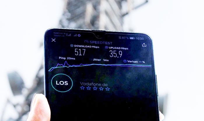 Huawei Mate 20X 5G Test Netztest Vodafone 5G