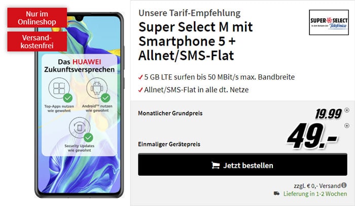 Huawei P30 mit Super Select M im MediaMarkt